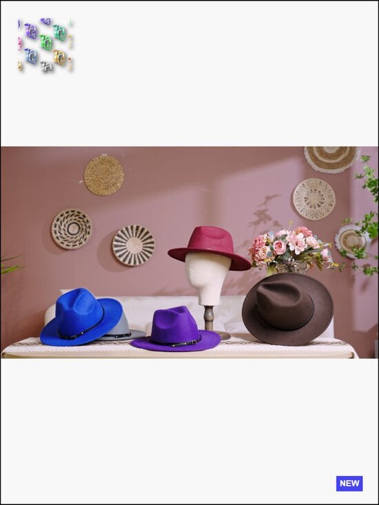 12 Pcs Felt Panama Hats with Belt Buckle - Adjustable Vintage Wool Brim Hats
